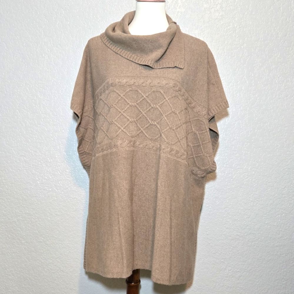Bianca B wool/cashmere blend brown poncho/vest sweater
